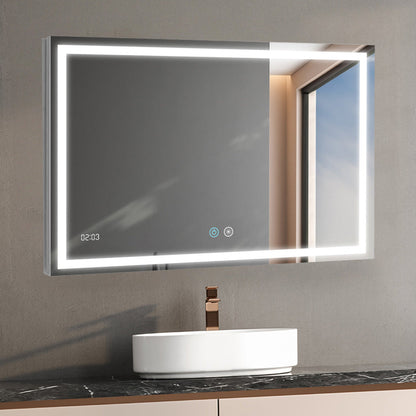 Aquadom Daytona 40" x 36" Rectangle Ultra-Slim Frame LED Lighted Bathroom Mirror With Defogger - D-4036-N