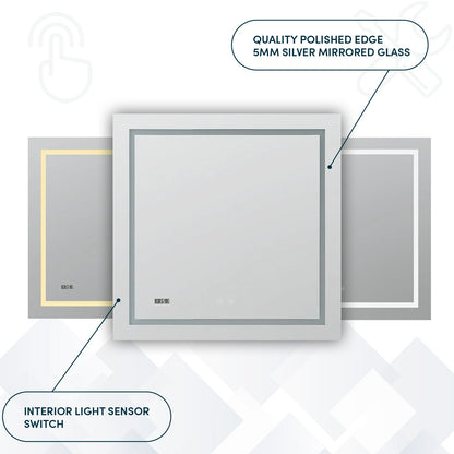 Aquadom Daytona 96" x 36" Rectangle Ultra-Slim Frame LED Lighted Bathroom Mirror With Defogger - D-9636-N