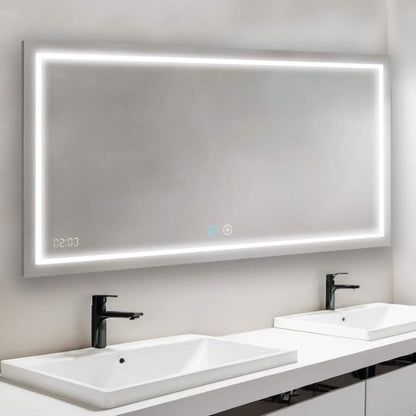Aquadom Daytona 96" x 36" Rectangle Ultra-Slim Frame LED Lighted Bathroom Mirror With Defogger - D-9636-N
