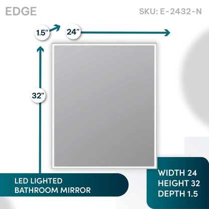Aquadom Edge 24" x 32" LED Lighted Mirror - E-2432-N