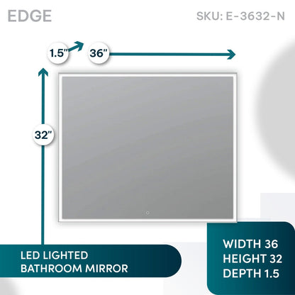 Aquadom Edge 36" x 32" LED Lighted Mirror - E-3632-N