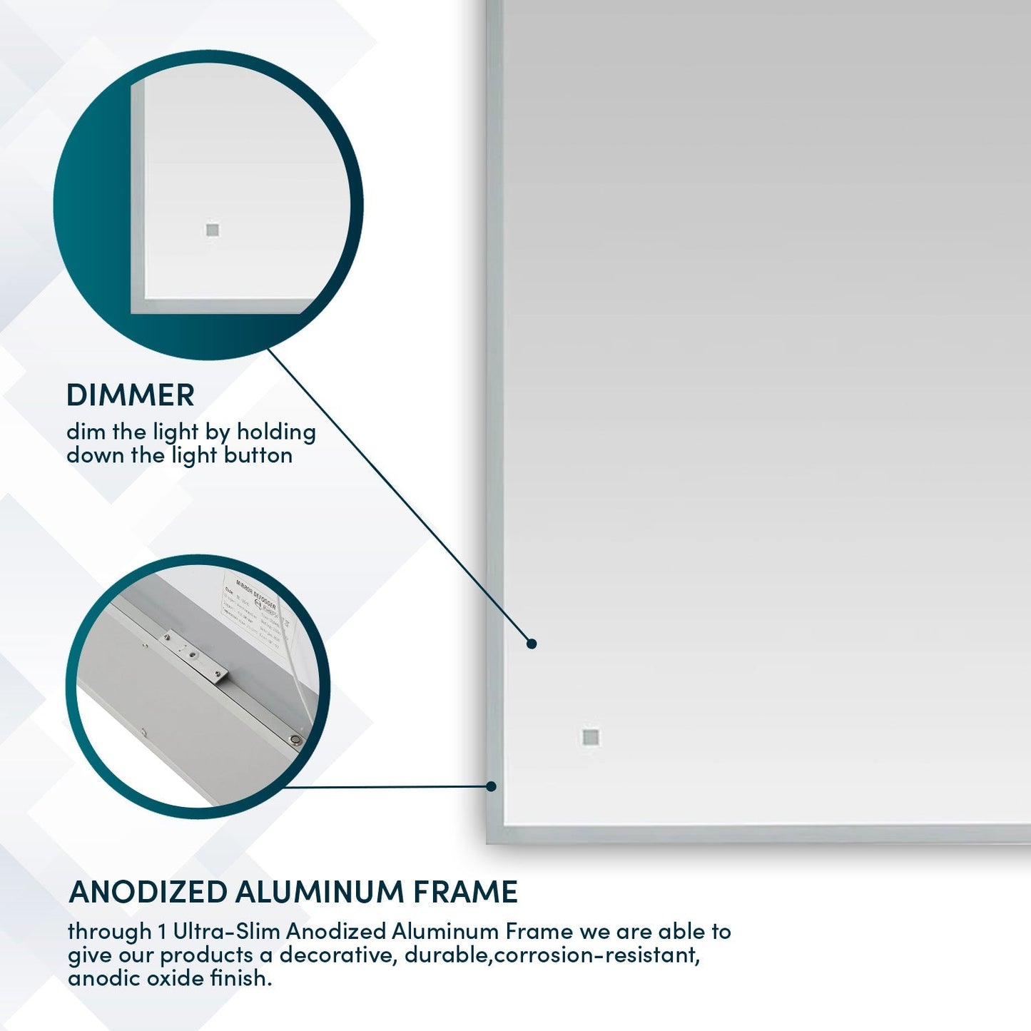 Aquadom Edge 36" x 32" LED Lighted Mirror - E-3632-N