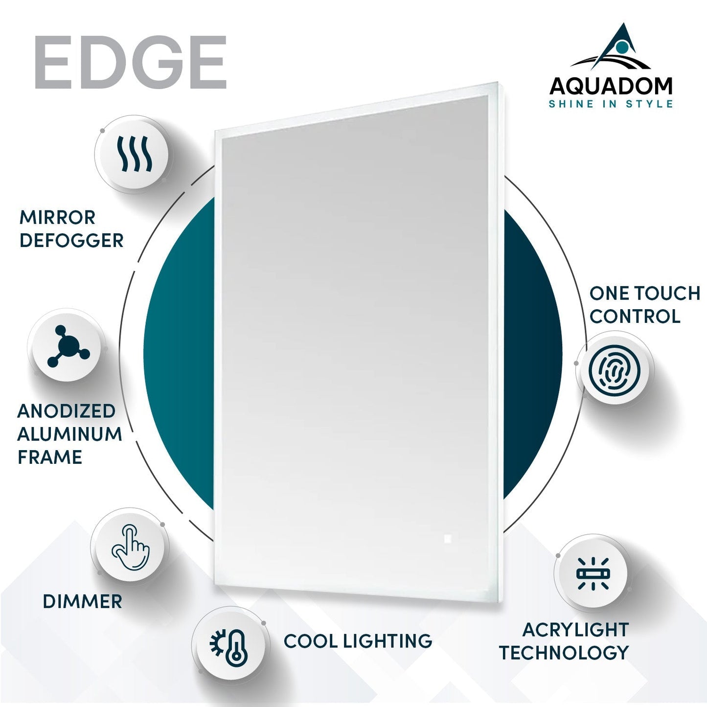 Aquadom Edge 48" x 32" LED Lighted Mirror - E-4832-N