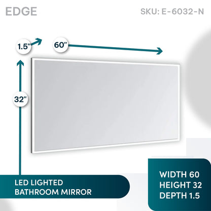 Aquadom Edge 60" x 32" LED Lighted Mirror - E-6032-N