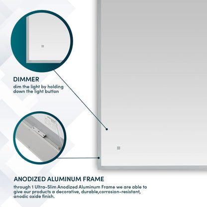 Aquadom Edge 60" x 32" LED Lighted Mirror - E-6032-N
