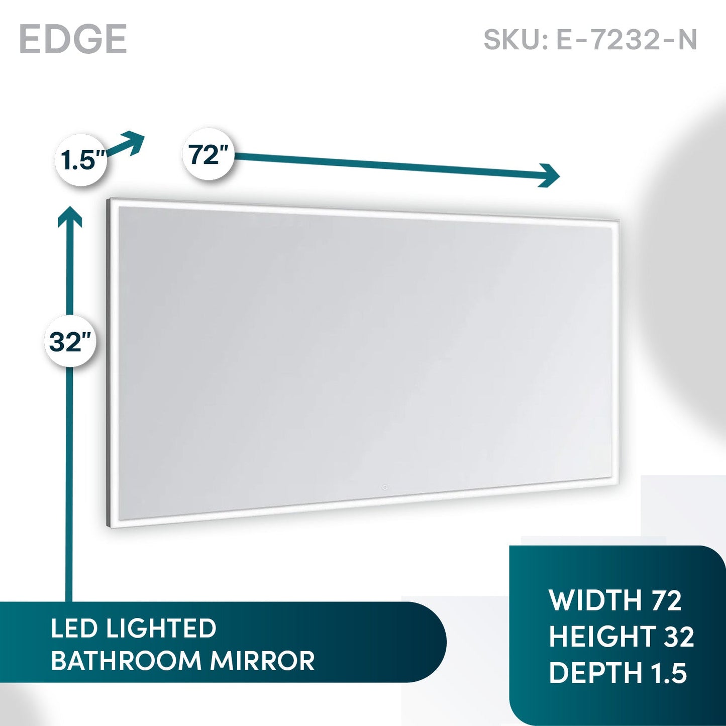 Aquadom Edge 72" x 32" LED Lighted Mirror - E-7232-N