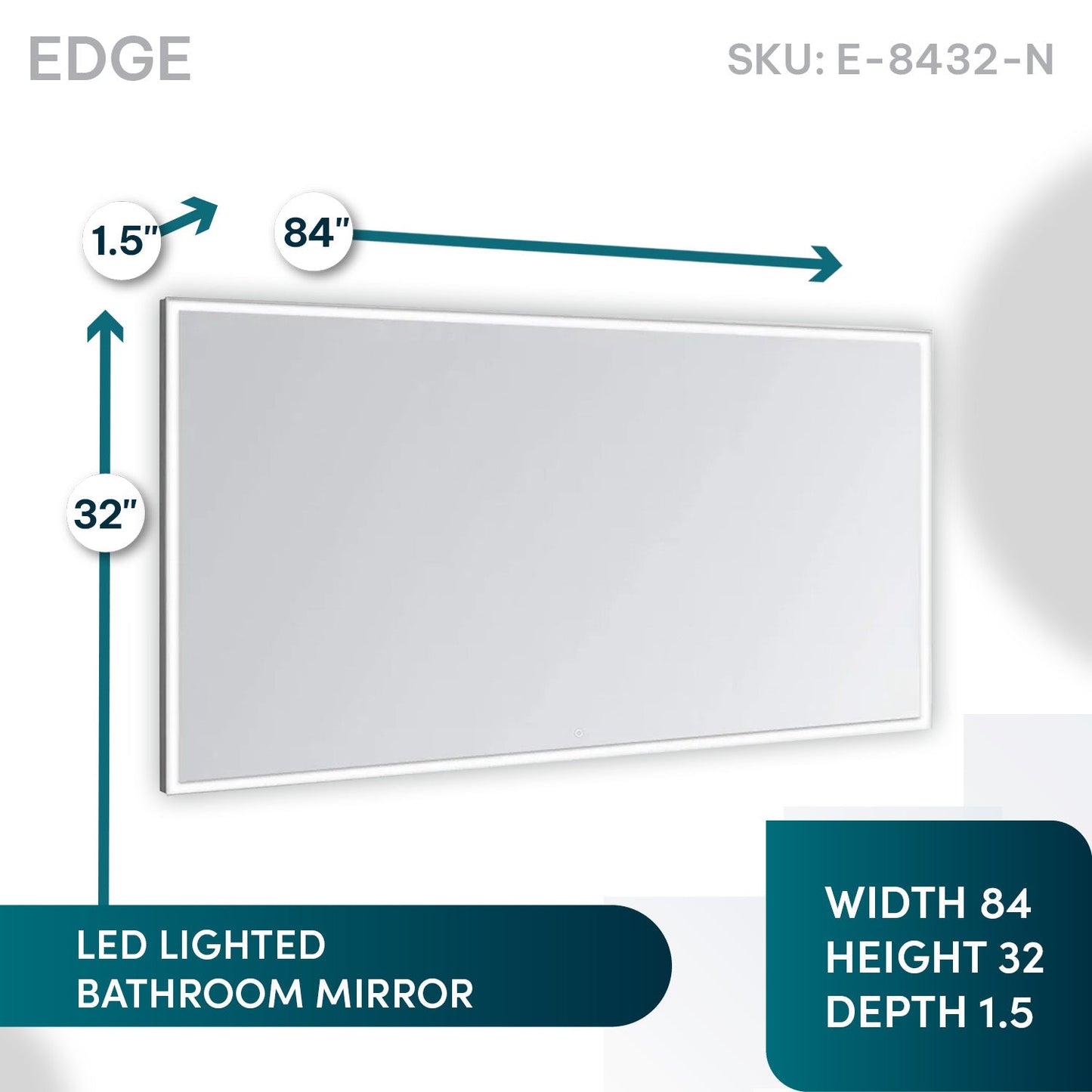 Aquadom Edge 84" x 32" LED Lighted Mirror - E-8432-N