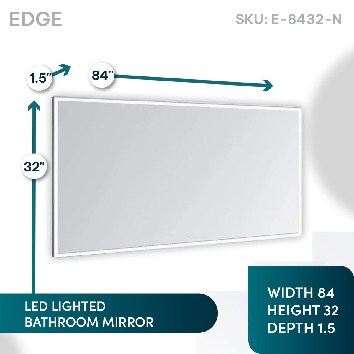 Aquadom Edge 84" x 32" LED Lighted Mirror - E-8432-N