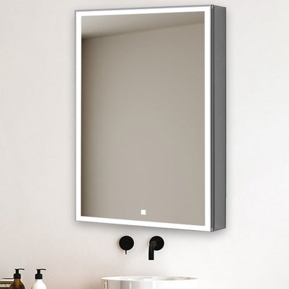 Aquadom Edge Royale 20" x 32" Left Hinged Medicine Cabinet With Lighting, Defogger, Integrated LED 3X Magnifying Mirror, 8mm Clear Adjustable Glass Shelves and Electrical Outlet With USB - ER-2032L-N