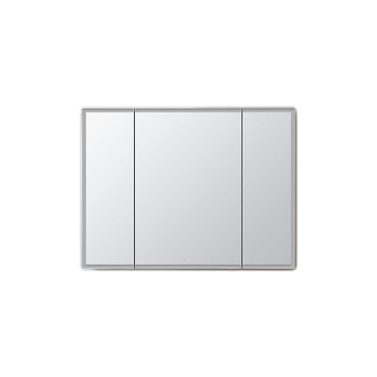 Aquadom Edge Royale 40" x 32" Triple-Door LED Lighted Medicine Cabinet With Defogger, Integrated LED 3X Magnifying Mirror, 8mm Clear Adjustable Glass Shelves and Electrical Outlet With USB - ER3-4032-N