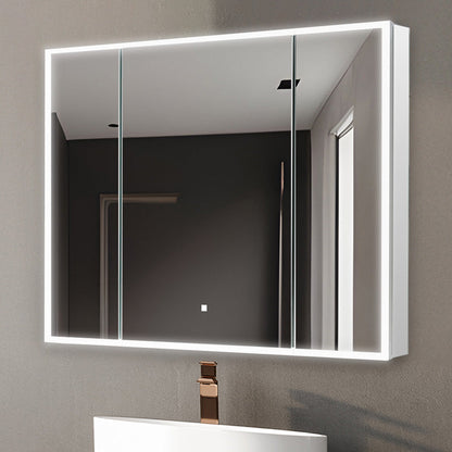 Aquadom Edge Royale 40" x 32" Triple-Door LED Lighted Medicine Cabinet With Defogger, Integrated LED 3X Magnifying Mirror, 8mm Clear Adjustable Glass Shelves and Electrical Outlet With USB - ER3-4032-N