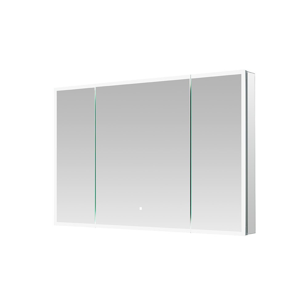 Aquadom Edge Royale 48" x 32" Triple-Door LED Lighted Medicine Cabinet With Defogger, Integrated LED 3X Magnifying Mirror, 8mm Clear Adjustable Glass Shelves and Electrical Outlet With USB - ER3-4832-N