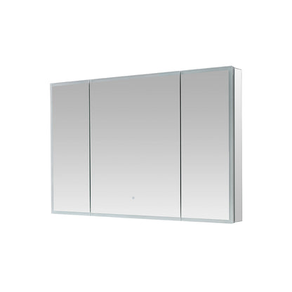Aquadom Edge Royale 48" x 32" Triple-Door LED Lighted Medicine Cabinet With Defogger, Integrated LED 3X Magnifying Mirror, 8mm Clear Adjustable Glass Shelves and Electrical Outlet With USB - ER3-4832-N