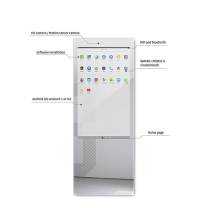 Aquadom Energy 18" X 48" Smart Fitness Mirror With 5MP HD Camera and Body Fat Scale - NRG-1848-HD-BFS