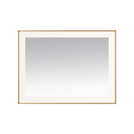 Aquadom Lexington 48" x 36" Brushed Gold Slim LED Lighted Mirror With Defogger, 3-Color Lighting, Wall-Mount Vertical or Horizontal Installation - LEX-4836.BG