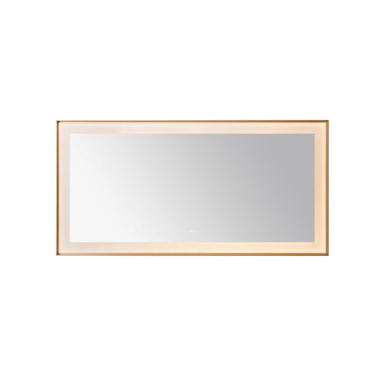 Aquadom Lexington 72" x 36" Brushed Gold Slim LED Lighted Mirror With Defogger, 3-Color Lighting, Wall-Mount Vertical or Horizontal Installation - LEX-7236.BG
