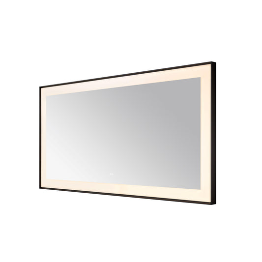 Aquadom Lexington 72" x 36" Matte Black Slim LED Lighted Mirror With Defogger, 3-Color Lighting, Wall-Mount Vertical or Horizontal Installation