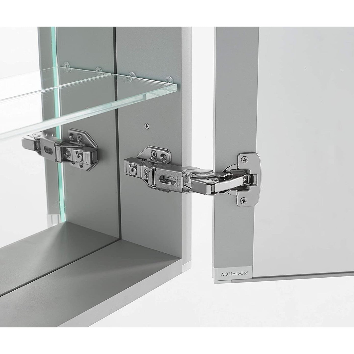 Aquadom Pacifica 20" x 26" Rectangular Recessed or Surface Mount Single View LED Lighted Left-Hinged Bathroom Medicine Cabinet With Defogger And Electrical Outlet - P-2026L