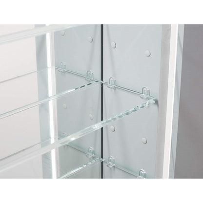 Aquadom Pacifica 20" x 26" Rectangular Recessed or Surface Mount Single View LED Lighted Left-Hinged Bathroom Medicine Cabinet With Defogger And Electrical Outlet - P-2026L