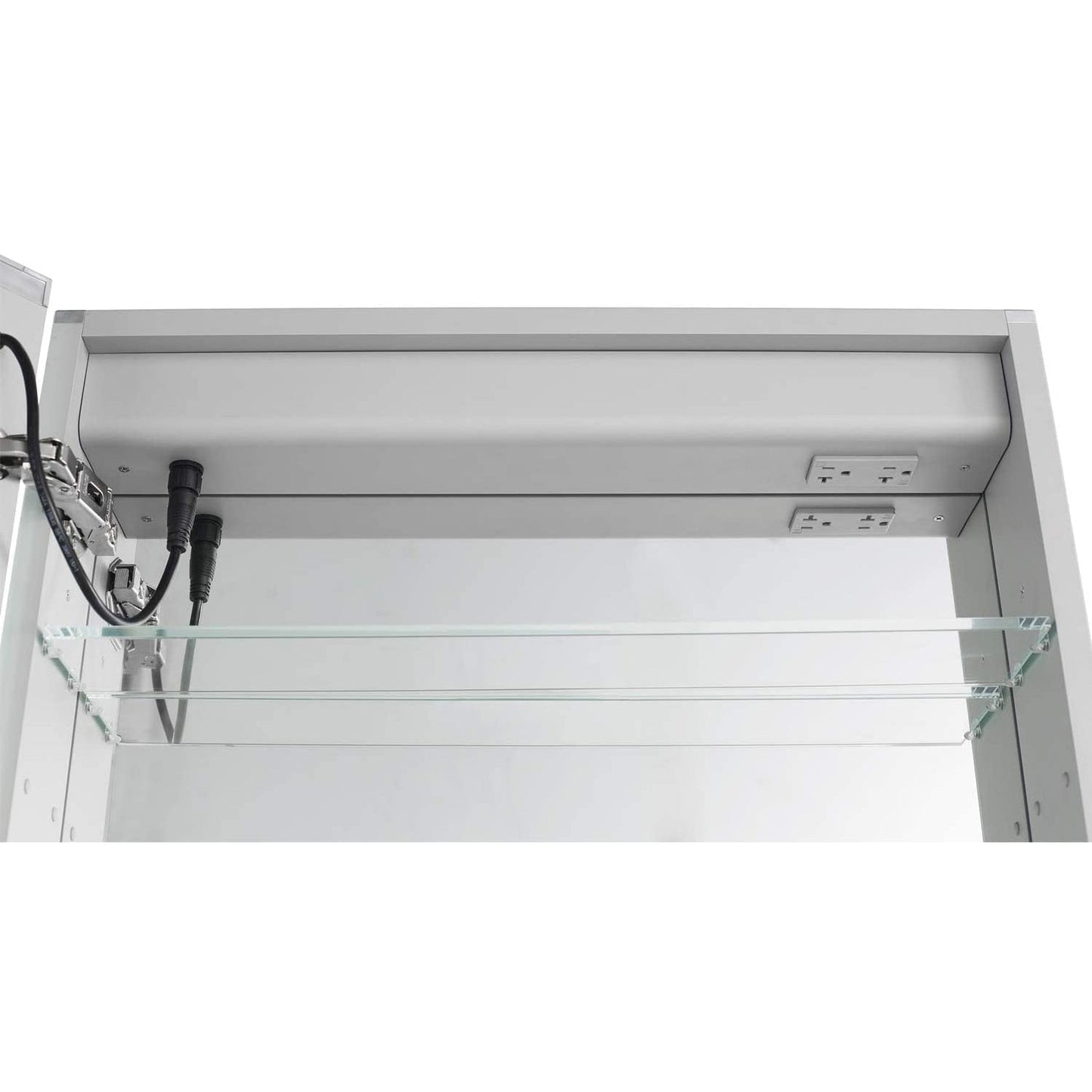 Aquadom Pacifica 20" x 26" Rectangular Recessed or Surface Mount Single View LED Lighted Left-Hinged Bathroom Medicine Cabinet With Defogger And Electrical Outlet - P-2026L
