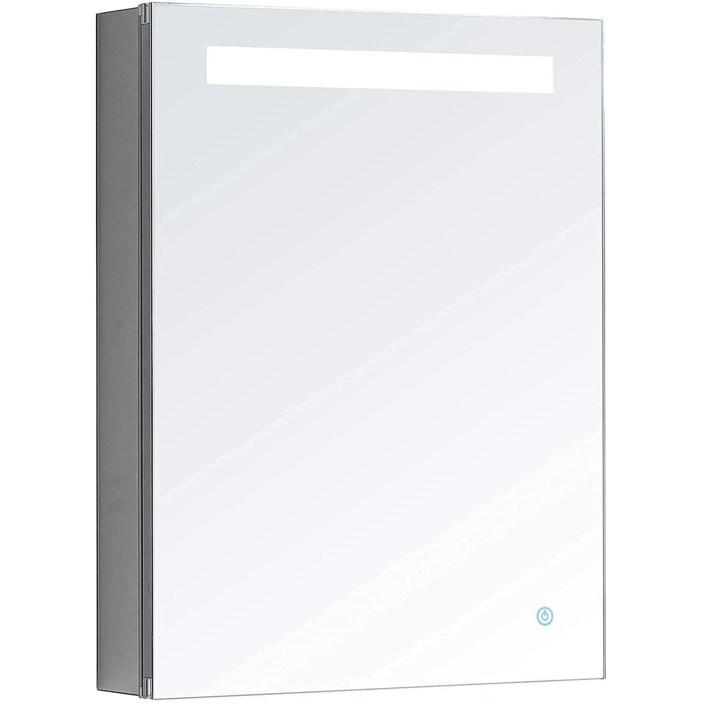 Aquadom Pacifica 20" x 26" Rectangular Recessed or Surface Mount Single View LED Lighted Left-Hinged Bathroom Medicine Cabinet With Defogger And Electrical Outlet - P-2026L