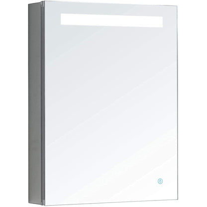 Aquadom Pacifica 20" x 26" Rectangular Recessed or Surface Mount Single View LED Lighted Left-Hinged Bathroom Medicine Cabinet With Defogger And Electrical Outlet - P-2026L