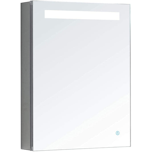 Aquadom Pacifica 20" x 26" Rectangular Recessed or Surface Mount Single View LED Lighted Right-Hinged Bathroom Medicine Cabinet With Defogger And Electrical Outlet - P-2026R