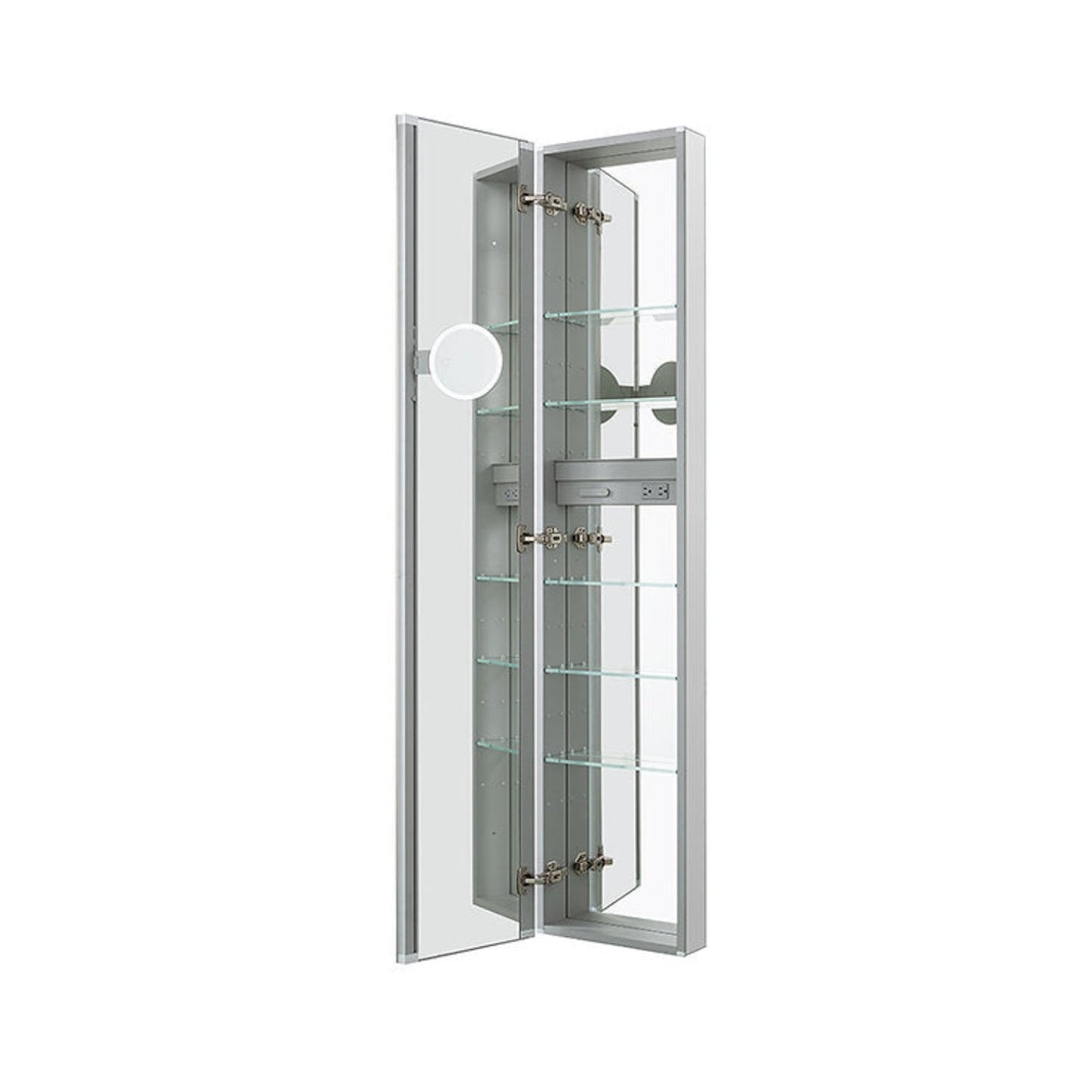 Aquadom Royale 15" x 70" Rectangular Left-Hinged Recessed or Surface Mount Medicine Cabinet With LED Lighting, Touch Screen Button, Defogger - R-1570L-E