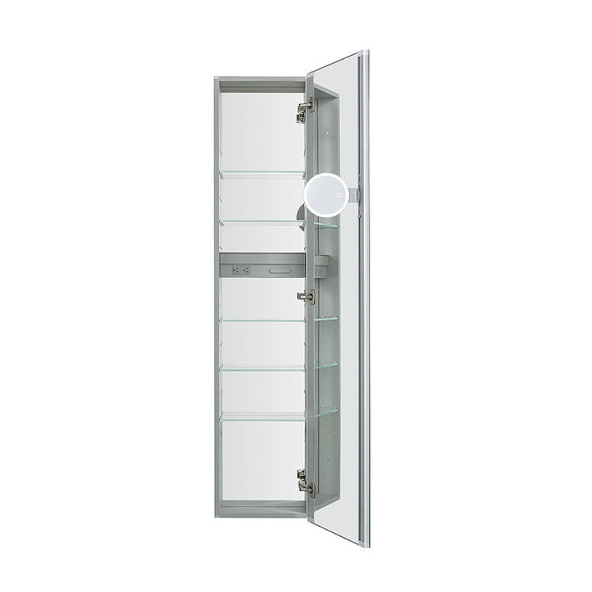 Aquadom Royale 15" x 70" Rectangular Right-Hinged Recessed or Surface Mount Medicine Cabinet With LED Lighting, Touch Screen Button, Defogger - R-1570R-E