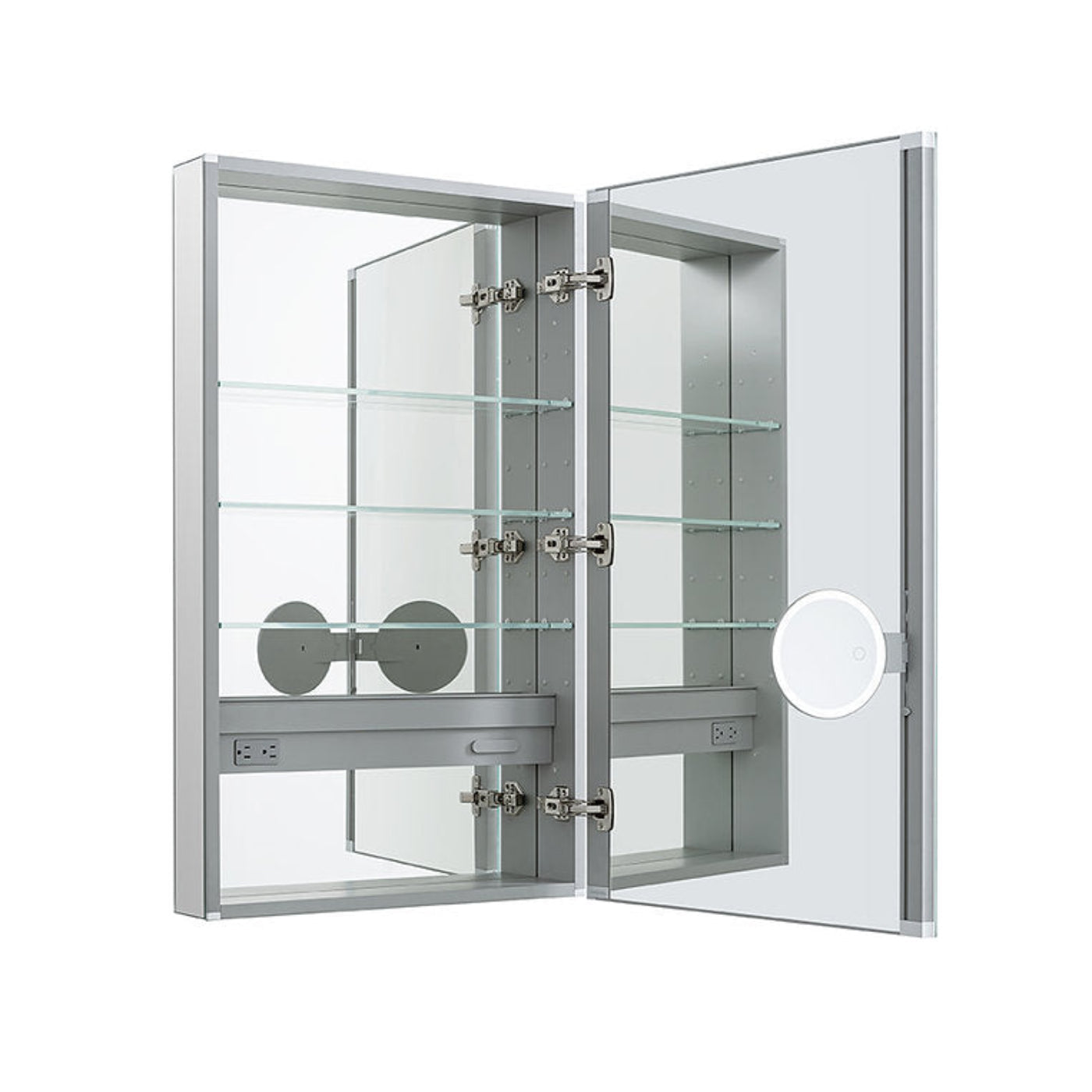 Aquadom Royale 24" x 30" Rectangular Left-Hinged Recessed or Surface Mount Medicine Cabinet With LED Lighting, Touch Screen Button, Defogger - R-2430L-E