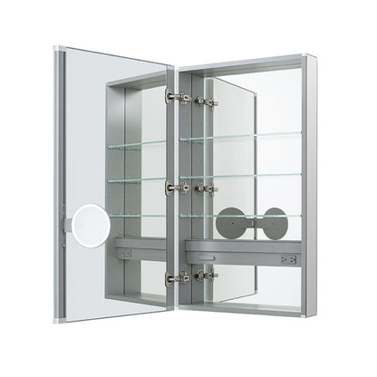 Aquadom Royale 24" x 30" Rectangular Left-Hinged Recessed or Surface Mount Medicine Cabinet With LED Lighting, Touch Screen Button, Defogger - R-2430L-E