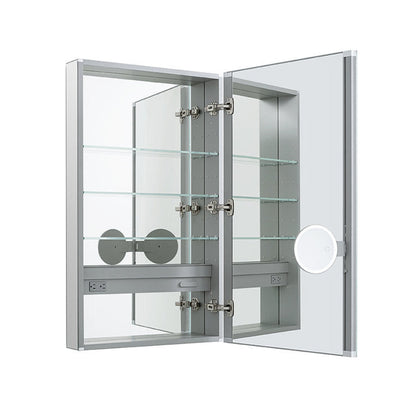 Aquadom Royale 24" x 30" Rectangular Right-Hinged Recessed or Surface Mount Medicine Cabinet With LED Lighting, Touch Screen Button, Defogger - R-2430R-E