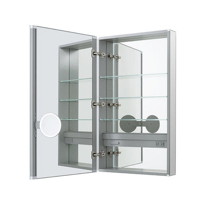 Aquadom Royale 24" x 36" Rectangular Left-Hinged Recessed or Surface Mount Medicine Cabinet With LED Lighting, Touch Screen Button, Defogger - R-2436L-E