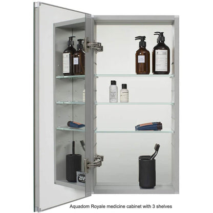 Aquadom Royale 24" x 40" Rectangle Recessed or Surface Mount Single Door Bathroom Medicine Cabinet - R-2440