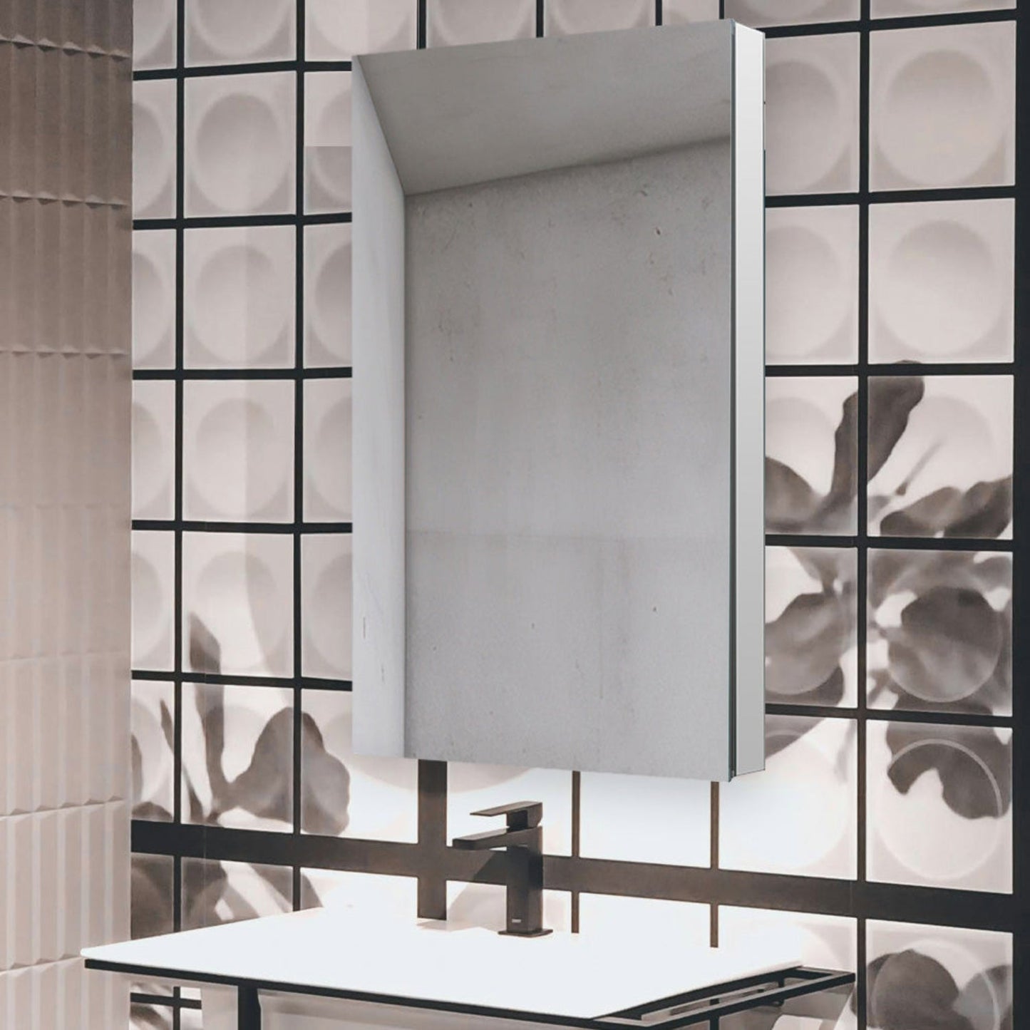 Aquadom Royale 24" x 40" Rectangular Right-Hinged Recessed or Surface Mount Medicine Cabinet With LED Lighting, Touch Screen Button, Defogger - R-2440R-E