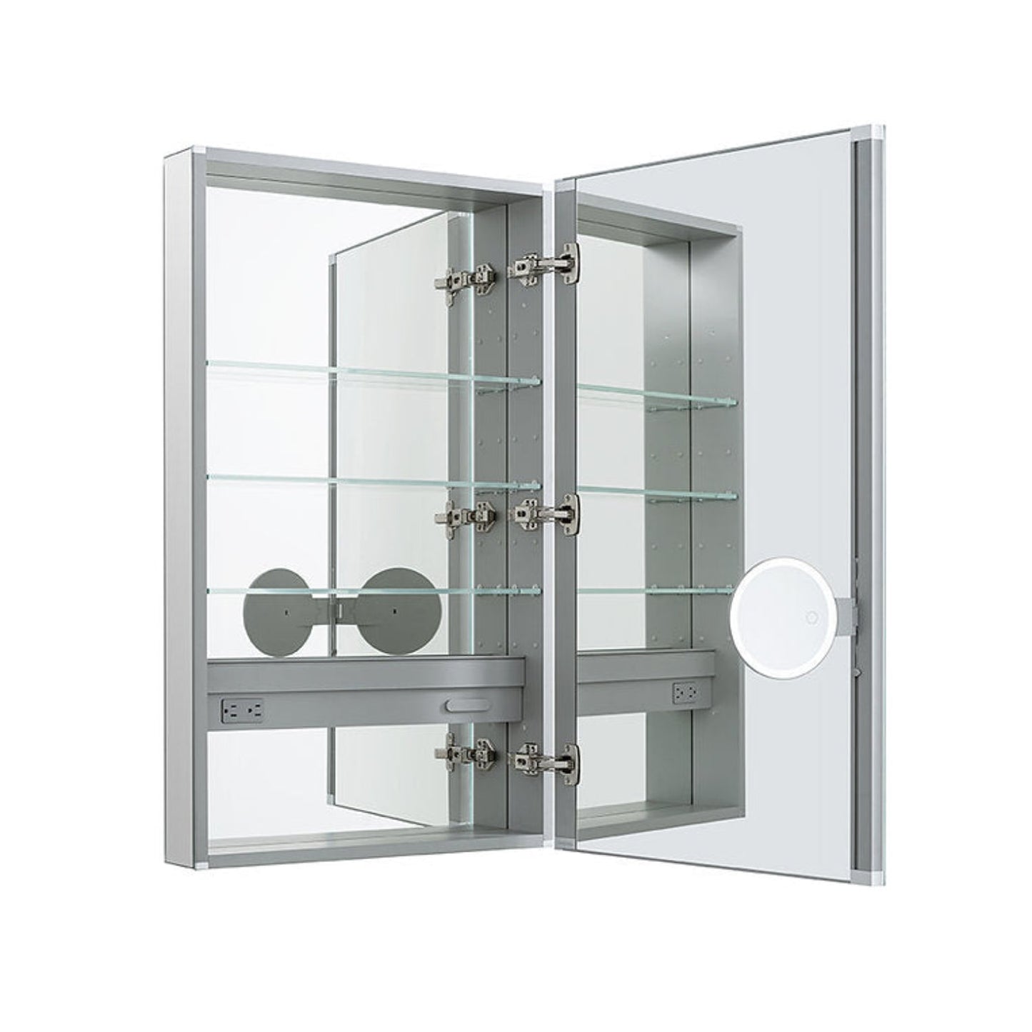 Aquadom Royale 24" x 40" Rectangular Right-Hinged Recessed or Surface Mount Medicine Cabinet With LED Lighting, Touch Screen Button, Defogger - R-2440R-E