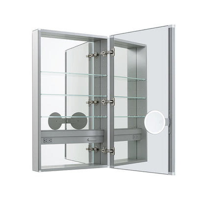 Aquadom Royale 24" x 40" Rectangular Right-Hinged Recessed or Surface Mount Medicine Cabinet With LED Lighting, Touch Screen Button, Defogger - R-2440R-E
