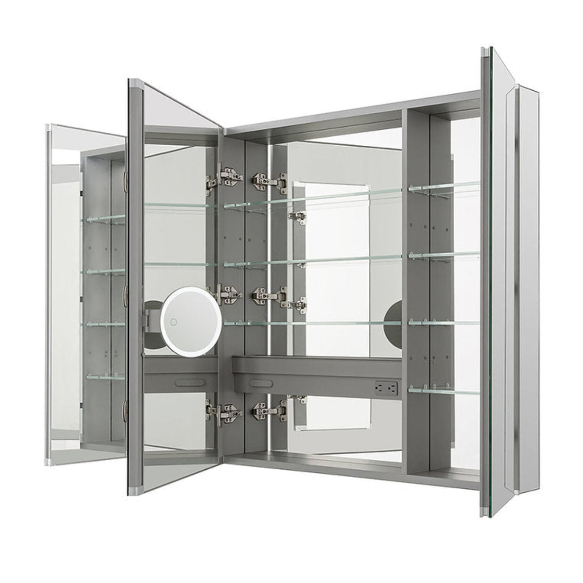 Aquadom Royale 36" x 30" Rectangular Triple-Door Recessed or Surface Mount Medicine Cabinet - R3-3630E-N