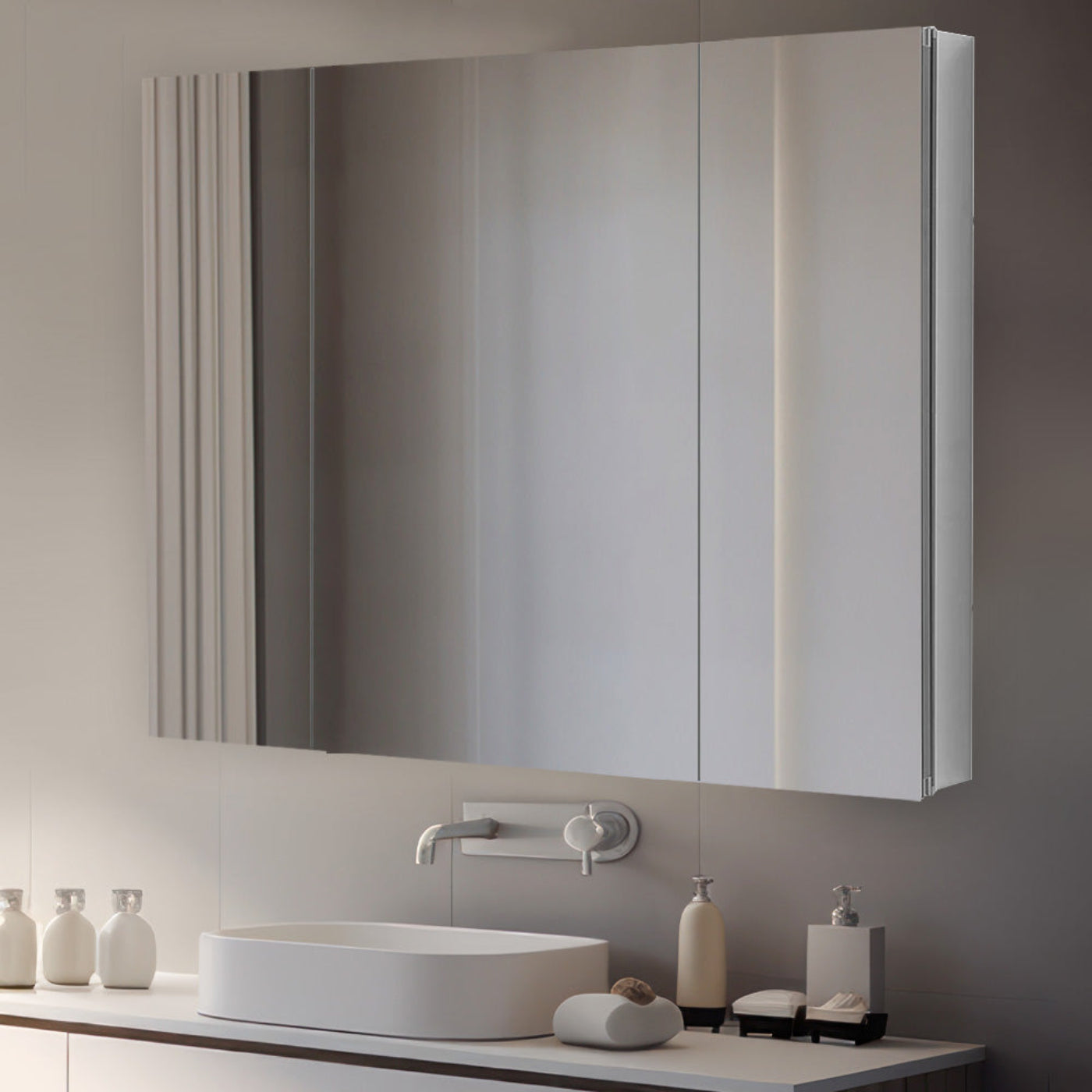 Aquadom Royale 36" x 30" Rectangular Triple-Door Recessed or Surface Mount Medicine Cabinet - R3-3630E-N