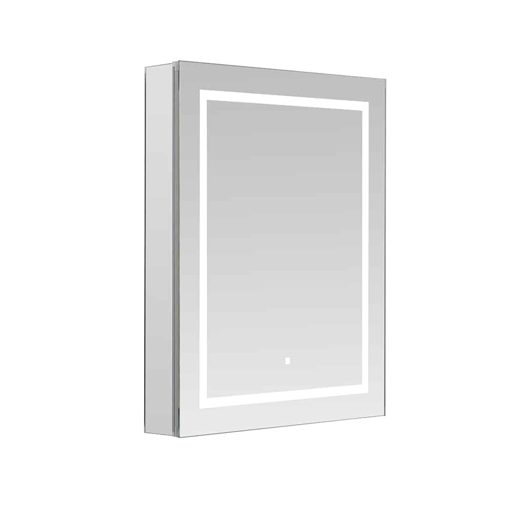 Aquadom Royale Basic Q 24" x 30" Rectangular Single View Right-Hinged Recessed or Surface Mount Medicine Cabinet With LED Lighting, Touch Screen Button, Dimmer - RBQ-2430R-N