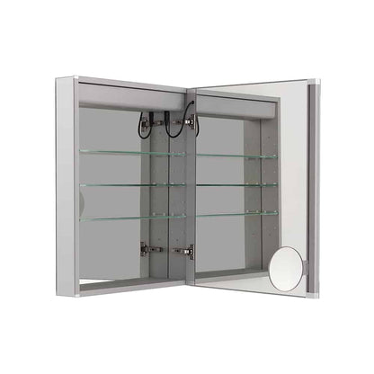 Aquadom Royale Basic Q 24" x 30" Rectangular Single View Right-Hinged Recessed or Surface Mount Medicine Cabinet With LED Lighting, Touch Screen Button, Dimmer - RBQ-2430R-N