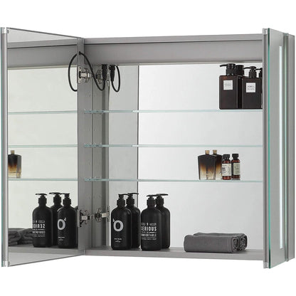 Aquadom Royale Basic Q 30" x 30" Single View Right Hinged Recessed or Surface Mount Medicine Cabinet With LED Lighting, Touch Screen Button, Dimmer - RBQ-3030-N