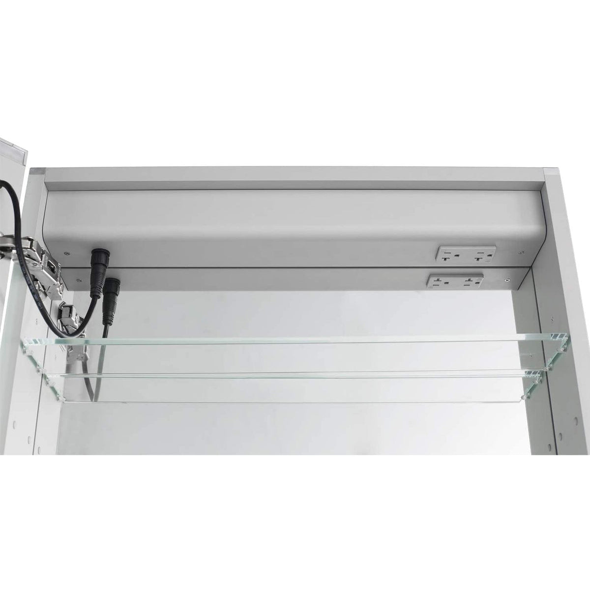 Aquadom Royale Plus 24" x 30" Extra Depth Rectangle Recessed or Surface Mount Single View Left Hinged LED Lighted Bathroom Medicine Cabinet With Defogger, Electrical Outlet, Magnifying Mirror - RPX-2430-6L