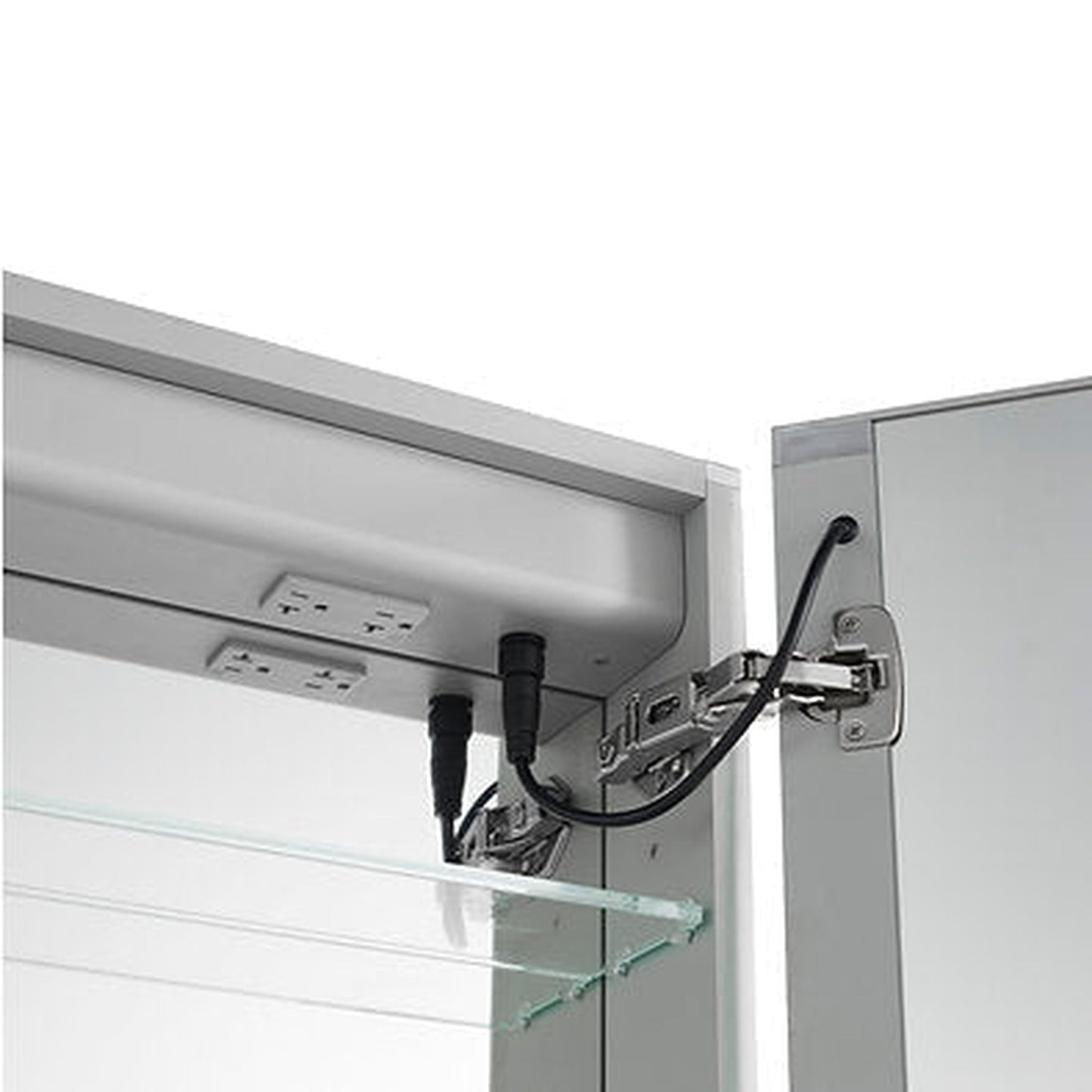 Aquadom Royale Plus 24" x 30" Extra Depth Rectangular Recessed or Surface Mount Single View Right Hinged LED Lighted Bathroom Medicine Cabinet With Defogger, Electrical Outlet, Magnifying Mirror - RPX-2430-6R