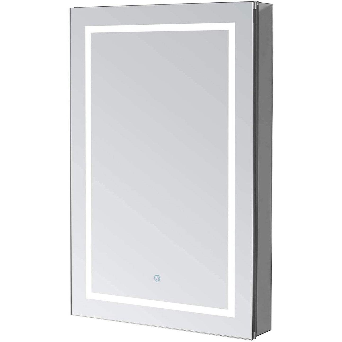 Aquadom Royale Plus 24" x 30" Rectangle Recessed or Surface Mount Single View Right Hinged LED Lighted Bathroom Medicine Cabinet With Defogger, Electrical Outlet, Magnifying Mirror - RP-2430R-N