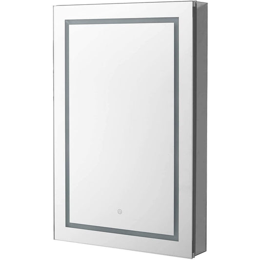 Aquadom Royale Plus 24" x 30" Rectangle Recessed or Surface Mount Single View Right Hinged LED Lighted Bathroom Medicine Cabinet With Defogger, Electrical Outlet, Magnifying Mirror - RP-2430R-N