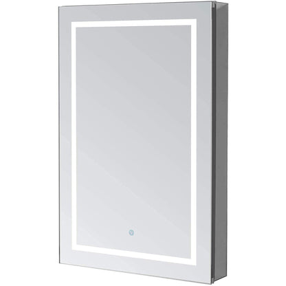 Aquadom Royale Plus 24" x 36" Rectangle Recessed or Surface Mount Single View Right Hinged LED Lighted Bathroom Medicine Cabinet With Defogger, Electrical Outlet, Magnifying Mirror - RP-2436R-N