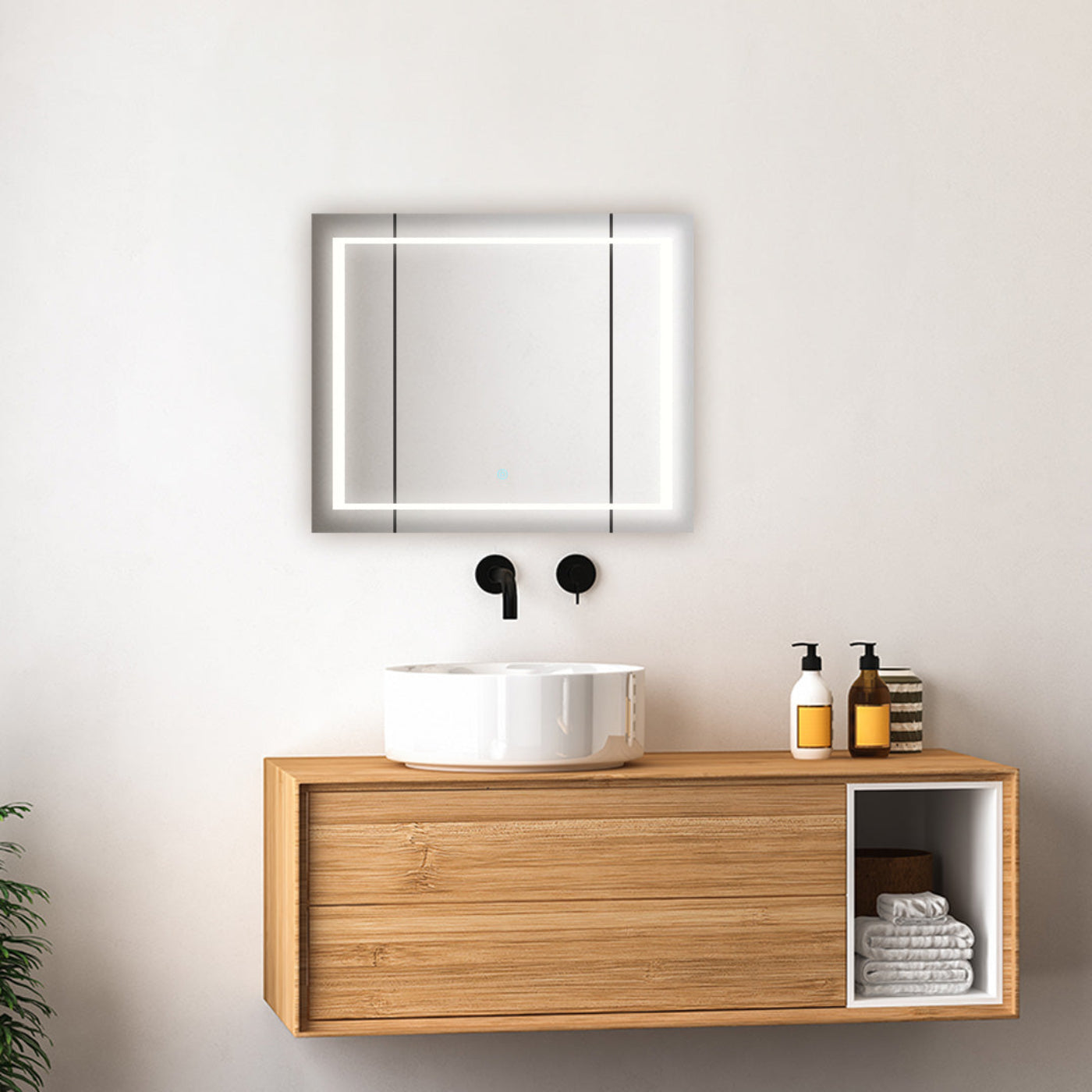 Aquadom Royale Plus 36" x 30" LED Lighted Medicine Cabinet With Defogger, Integrated LED 3X Magnifying Mirror and Electrical Outlet With USB - RP3-3630-N