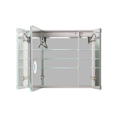 Aquadom Royale Plus 36" x 30" LED Lighted Medicine Cabinet With Defogger, Integrated LED 3X Magnifying Mirror and Electrical Outlet With USB - RP3-3630-N