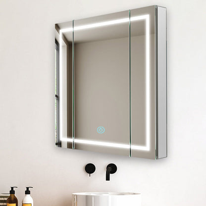 Aquadom Royale Plus 36" x 36" Triple-Door LED Lighted Medicine Cabinet With Defogger, Integrated LED 3X Magnifying Mirror and Electrical Outlet With USB - RP3-3636-N